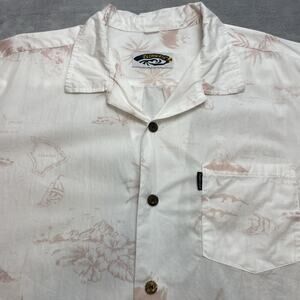 Vintage Palmwave Hawaiian Shirt Mens L Floral Camp Islands Volcanoes Nihau‎